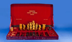 Chinese Bamboo Carved Chess Set.