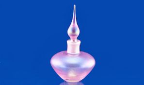 John Ditchfield Glassform, Signed Iridescent Scent Bottle, Pink Lustre Colourway With Stopper,