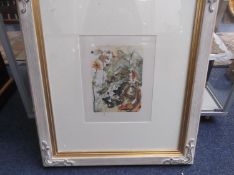Fantasy Styled Pencil Signed Print. Contemporary Washed Frame. 24 by 29 inches.