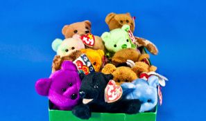 Collection of Ty Beanie Babies, thirteen, all with original labels, plus one `Holy Bears` beanie
