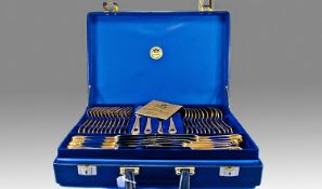 Solingen - Delux 24ct Gold Plated 70 Piece Canteen on Cutlery, as new condition / mint, with suede