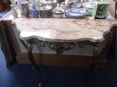 Onyx Topped Gilt Framed Side Table, of shaped form, the top raised on a gilt Rococo style frame,