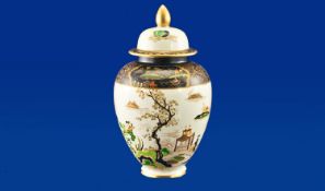 Carltonware W&R Lidded Ginger Jar Circa 1920`s, `Mikado` Pattern, on black & white ground,