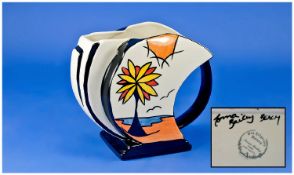 Lorna Bailey Special Hand Painted Art Deco Style Jug `Beach` Design with Old Elgreave Pottery