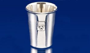 A Heavy Quality Swedish Silver Beaker. Raised `Royal` Swedish insignia to the outside and marked to