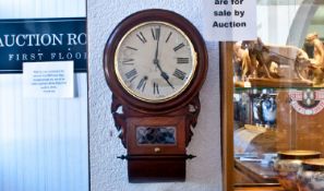 American & New Haven Clock Company 19th Century Walnut Cases Circular Drop Dial Wall Clock. Strikes