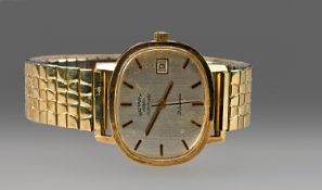 Rotary Datejust Automatic Gents 9 Carat Gold Cased Oval Wristwatch, 21 jewels with gold plated