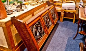 Early 20th Century Oak Wall Hanging Unit, shelf to top, fitted below with three leaded doors.