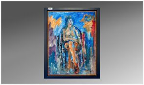 James Lawrence Isherwood 1917-1988. Title `Liz, Seated Nude` Oil on board. Signed & Titled to