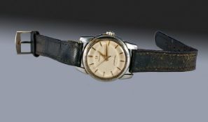 Gents Stainless Steel Omega Wristwatch, c1956 Champagne Dial With Gilt Batons, Centre Seconds And