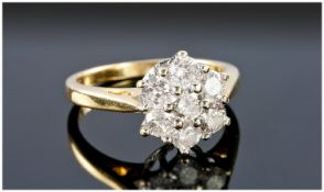 18ct Gold Diamond Cluster Ring, Set With 7 Round Modern Brilliant Cut Diamonds, Fully Hallmarked,