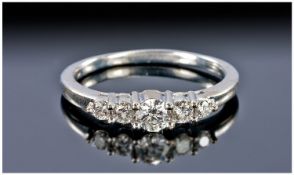 18ct White Gold Set 5 Stone Diamond Ring. The diamonds of good quality, colour and clarity.