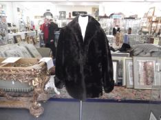 Dark Blonde Mink Collared Pony Skin Jacket, deep single sided mink collar with revers, hook and