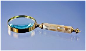 Large Mother Of Pearl Magnifying Glass. Length 7¾ Inches