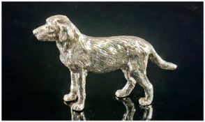 Silver Plated, Realistically modelled, Labrador Dog Figure. Impressed mark. 2.5 inches high.