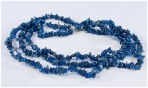 Himalayan Blue Kyanite Triple Strand Necklace, three rows of the denim blue semi-precious stone