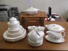 Royal Doulton (45) Piece Dinner and Tea Service `Elegy` Design. Together with a wicker picnic