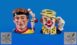 Royal Doulton Handpainted Character Jugs (2 in total). 1. The Clown, style 2. D6834. Issued 1989-