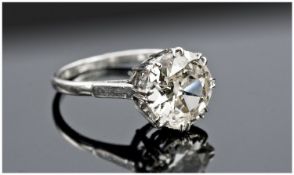 A Platinum Set Single Stone Diamond Ring, estimated weight 2.67 cts. The diamonds spreads 3.70ct.