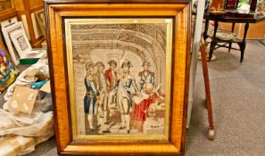 Fine Quality Woolwork with Silk Highlights Depicting Lord Nelson with fellow officers in a room