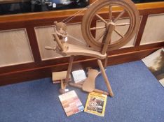 Lewis Spinning Wheel By ``Haldane`` The Spinning Wheel Makers Together With A Pair Of Carders, Two