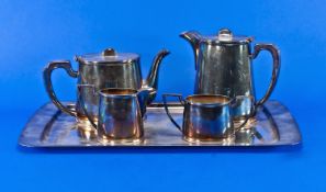 Walker and Hall Silver Plated Four Piece Tea and Coffee Service, comprising tea pot, coffee pot,