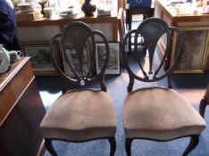 Pair of Late Victorian Mahogany Parlour Chairs, the backs of intertwined oval form with acanthus