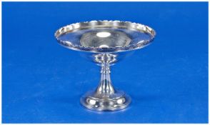 Silver Pedestal Dish, the top with shaped edge, shaped bowl, raised on a spreading base, makers