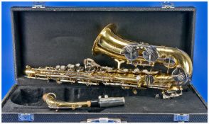 Parker Alto Saxophone With Mother Of Pearl Style Keys In Hard Case together with 2 reed case, mouth