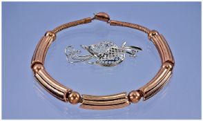 Vintage Jewelcraft and Bond Boyd, two items comprising 1950`s rose gold coloured metal choker