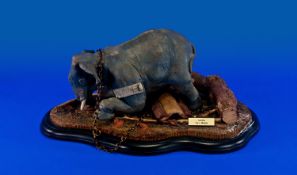 Resin African Bush Elephant Figure `Suida` sculptured by James Noble. Original certificate. 16 by