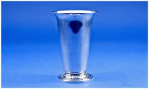 A Norwegian Art Deco Silver Drinking Vessel of beaker shape with rolled rim and a geometrically