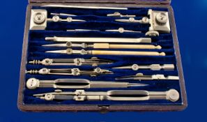 Draughtsman Set, 16 Piece In Fitted Silk Lined Case.