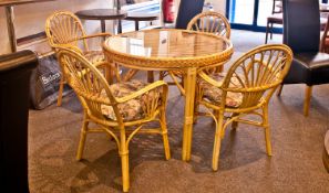 Contemporary Wicker Conservatory Suite, the circular table with glass top, complete with four