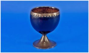 William IV Silver Mounted Coconut Cup, Silver Mount And Pedestal Foot, Fully Crisp Hallmark For