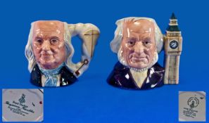 Royal Doulton Collectors Club Character Small Jugs, 2 in total. 1) ``John Doulton``-var. 1, Big Ben