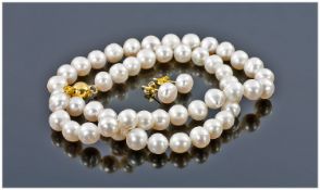 Cultured Pearl Akoya Necklace, And Earring Set.