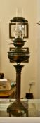 Victorian Brass Oil Lamp, Corinthian Column, with a brass bowl to centre and burner. 31`` in