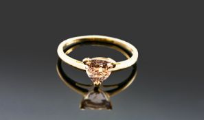 9ct Gold Dress Ring, Set With A Pink Faceted Trillion Cut, Fully Hallmarked, Ring Size R.