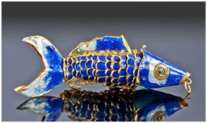 Silver Gilt And Enamelled Articulated Fish, Length 5 Inches, Unmarked.