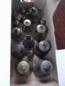 Box Containing a Collection of Brass Barn and Household Bells, mainly early 20th century.