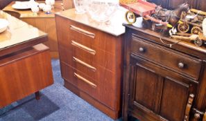 G Plan Teak Chest of Drawers, circa 1975, comprising four drawers, all with ledge handles. raised
