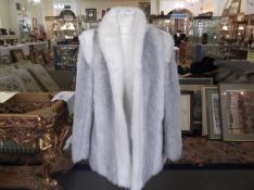 Grey and White Faux Fur Jacket, labelled B.Y., Luxurious Simulated Fur, plus box of lamb and faux