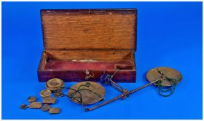 Small Boxed Set Of Pan Scales With Collection Of Weights.
