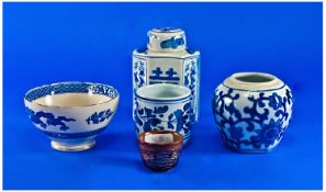 Collection of Oriental Dishes, mostly blue and white. Comprising: Royal Cauldon blue and white bowl