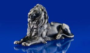 Small Spelter Figure of a Lion, after Sir Edwin Landseer, a representation of one of the four lions