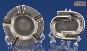 Two Silver Ashtrays, one stamped 830, weighing 35.9 grams, together with a further circular ashtray