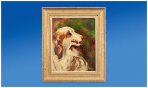 Oil Painting on Board titled `Lassie`. Signed S Foulkes lower right. 11 by 9.5 inches.