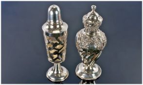 Victorian ornate pepperette with tapered body and embossed decoration weight 62.9grams stands 4.5