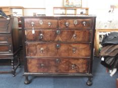 Walnut Veneered Chest of Early 18th Century Drawers, the carcase possibly of the late 17th century,